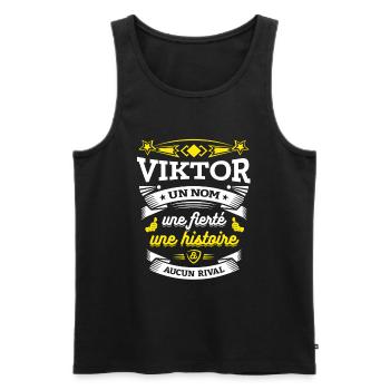 VIKTOR UN NOM UNE FIERTÉ AUCUN RIVAL - Débardeur bio Premium Homme - noir - Devant - Michal (187cm)