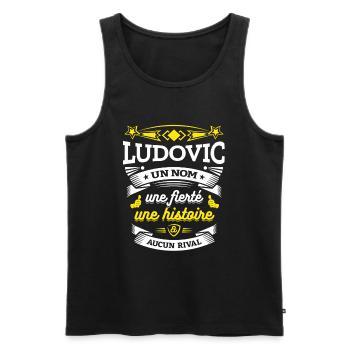 LUDOVIC UN NOM UNE FIERTÉ AUCUN RIVAL - Débardeur bio Premium Homme - noir - Devant - Michal (187cm)