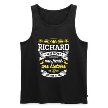 RICHARD UN NOM UNE FIERTÉ AUCUN RIVAL - Débardeur bio Premium Homme - noir - Devant - AI Model Male 178 light (178cm)