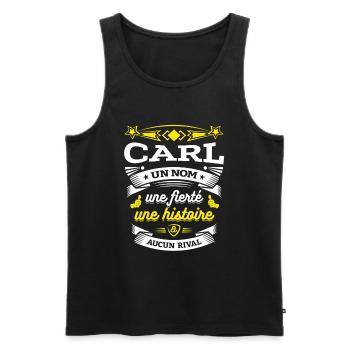 CARL UN NOM UNE FIERTÉ AUCUN RIVAL - Débardeur bio Premium Homme - noir - Devant - Michal (187cm)