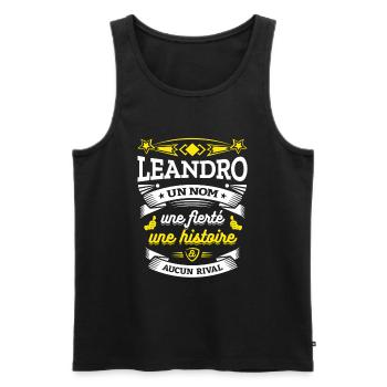 LEANDRO UN NOM UNE FIERTÉ AUCUN RIVAL - Débardeur bio Premium Homme - noir - Devant - Michal (187cm)