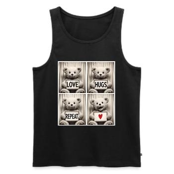 Teddy Bear – Love Hugs Repeat - Débardeur bio Premium Homme - noir - Devant - Michal (187cm)