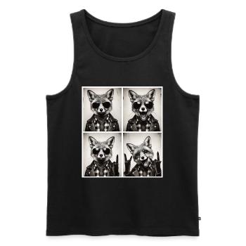 Lässiger Fuchs – Rocker Style mit Sonnenbrille - Männer Premium Bio Tank Top - Schwarz - Vorne - AI Model Male 178 light (178cm)