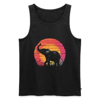 Silhouette d’éléphant Vintage Sunset - Débardeur bio Premium Homme - noir - Devant - Michal (187cm)