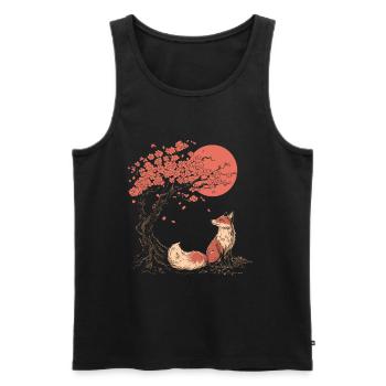 Fox Sakura Tree Church Blossom Japan - Men's Premium Organic Tank Top - black - Front - Michal (187cm)