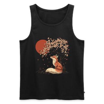 Fox Sakura Tree Church Blossom Japan - Men's Premium Organic Tank Top - black - Front - Michal (187cm)