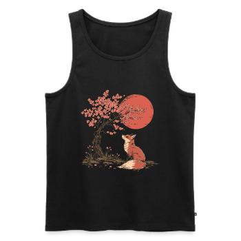 Fox Sakura Tree Church Blossom Japan - Men's Premium Organic Tank Top - black - Front - Michal (187cm)
