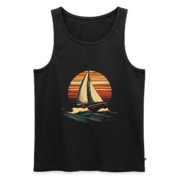 Segelboot Vintage - Männer Premium Bio Tank Top - Schwarz - Vorne - Michal (187cm)