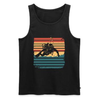 Plongée sous-marine Plongée Diving Diver Vintage - Débardeur bio Premium Homme - noir - Devant - Michal (187cm)
