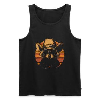 Raccoon with sunglasses and cowboy hat - Men's Premium Organic Tank Top - black - Front - Michal (187cm)
