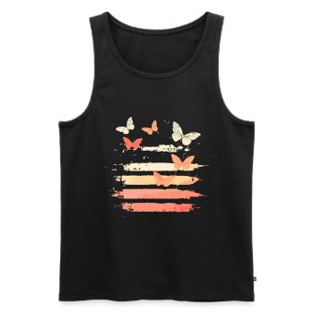 Papillons colorés Rayures de couleur vintage - Débardeur bio Premium Homme - noir - Devant - Michal (187cm)