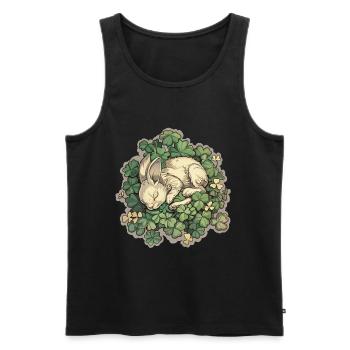 Lapin endormi en trèfle motif de Pâques - Débardeur bio Premium Homme - noir - Devant - Michal (187cm)