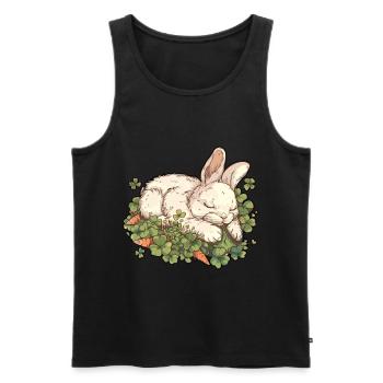 Lapin endormi Pâques - Débardeur bio Premium Homme - noir - Devant - Michal (187cm)