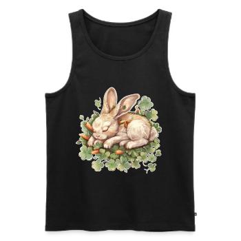 Lapin endormi Pâques - Débardeur bio Premium Homme - noir - Devant - Michal (187cm)