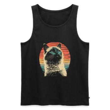 Burma Cat Vintage - Men's Premium Organic Tank Top - black - Front - AI Model Male 178 light (178cm)