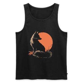 Fox silhouette in front of a sun - Men's Premium Organic Tank Top - black - Front - Michal (187cm)