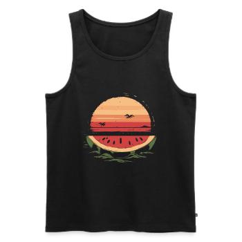 Watermelon Sea Beach Summer - Men's Premium Organic Tank Top - black - Front - AI Model Male 178 light (178cm)