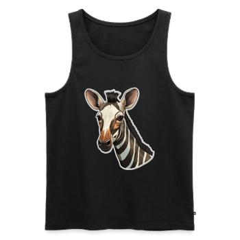 Tête D’okapi Motif Animalier Rare - Débardeur bio Premium Homme - noir - Devant - AI Model Male 178 light (178cm)
