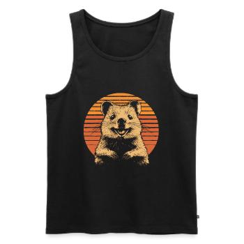 Quokka vintage rieur - Débardeur bio Premium Homme - noir - Devant - Michal (187cm)