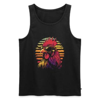 Hahn mit Sonnenbrille vintage - Männer Premium Bio Tank Top - Schwarz - Vorne - Michal (187cm)