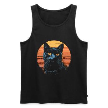 Russisch Blau Katze Vintage - Männer Premium Bio Tank Top - Schwarz - Vorne - Michal (187cm)