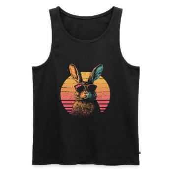 Lapin avec des lunettes de soleil vintage - Débardeur bio Premium Homme - noir - Devant - Michal (187cm)