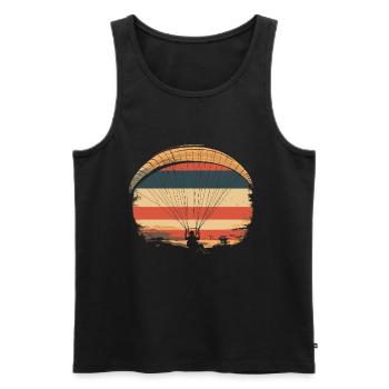 Parapente vintage coucher de soleil - Débardeur bio Premium Homme - noir - Devant - AI Model Male 178 light (178cm)
