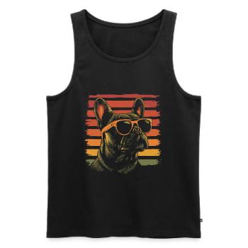 Französische Bulldogge mit Sonnenbrille Vintage - Männer Premium Bio Tank Top - Schwarz - Vorne - Michal (187cm)