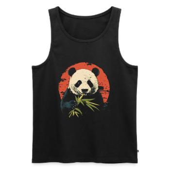 Le panda mange du bambou - Débardeur bio Premium Homme - noir - Devant - AI Model Male 178 light (178cm)