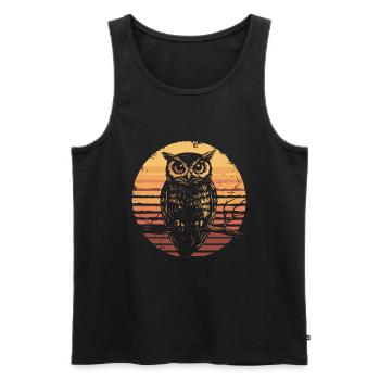 Eule Vintage Sonnenuntergang - Männer Premium Bio Tank Top - Schwarz - Vorne - Michal (187cm)