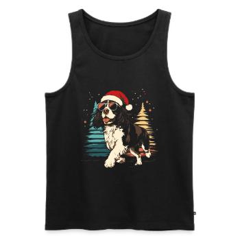 Épagneul springer anglais avec chapeau de Père Noël - Débardeur bio Premium Homme - noir - Devant - Michal (187cm)