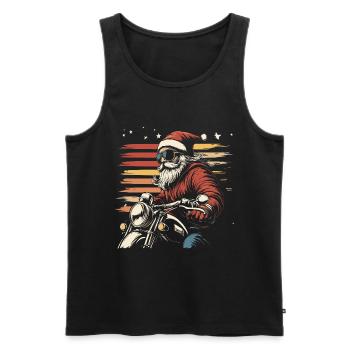 Cooler Weihnachtsmann fährt Motorrad - Männer Premium Bio Tank Top - Schwarz - Vorne - Michal (187cm)