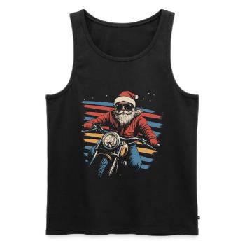 Cooler Weihnachtsmann fährt Motorrad - Männer Premium Bio Tank Top - Schwarz - Vorne - Michal (187cm)