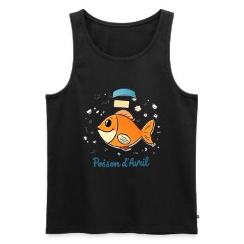 Poisson d'Avril - Orange Cartoon Fish - Men's Premium Organic Tank Top - black - Front - AI Model Male 178 light (178cm)
