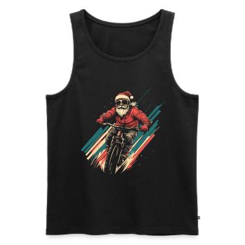 Père Noël avec des lunettes de soleil en VTT - Débardeur bio Premium Homme - noir - Devant - AI Model Male 178 light (178cm)