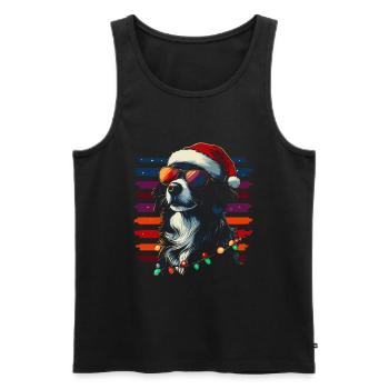 Cool Border Collie Noël - Débardeur bio Premium Homme - noir - Devant - Michal (187cm)