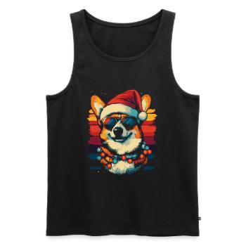 Cool Corgi Fête de Noël - Débardeur bio Premium Homme - noir - Devant - Michal (187cm)