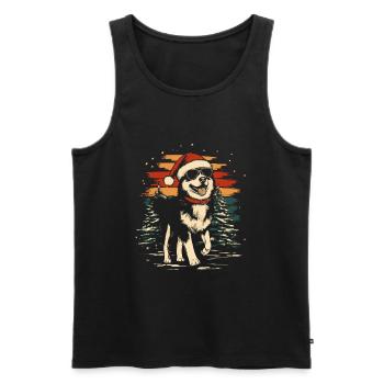 Husky cool à Noël - Débardeur bio Premium Homme - noir - Devant - Michal (187cm)