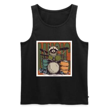 Music Raccoon Drums - Men's Premium Organic Tank Top - black - Front - Michal (187cm)