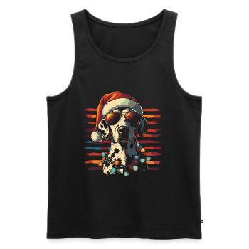 Dalmatien avec chapeau de Père Noël et lunettes de soleil - Débardeur bio Premium Homme - noir - Devant - Michal (187cm)