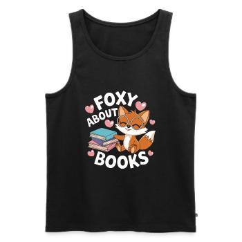 Cute Fox with Books Funny Saying - Men's Premium Organic Tank Top - black - Front - Michal (187cm)