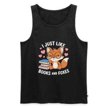 Cute Fox with Books Funny Saying - Men's Premium Organic Tank Top - black - Front - Michal (187cm)