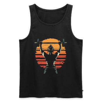 Weight training weightlifting woman vintage silhouette - Men's Premium Organic Tank Top - black - Front - Michal (187cm)
