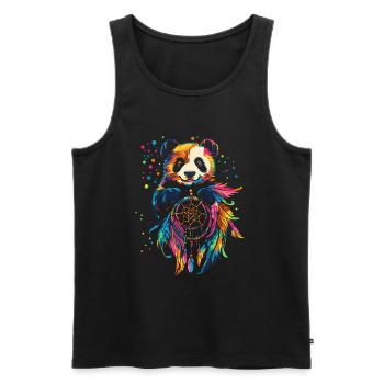 Panda with Dream Catcher - Men's Premium Organic Tank Top - black - Front - Michal (187cm)