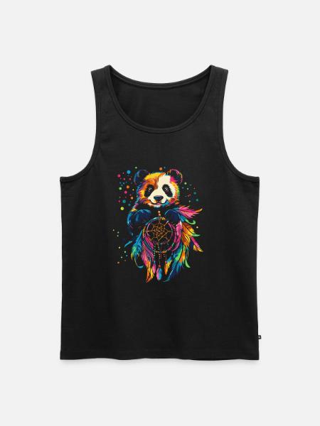 Panda with Dream Catcher - Men's Premium Organic Tank Top - black