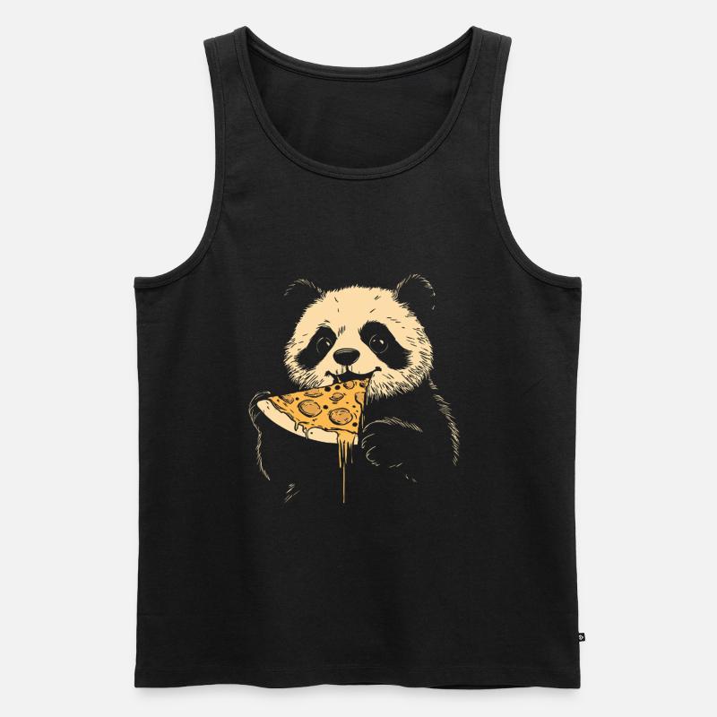 Panda eats pizza - Men's Premium Organic Tank Top - black
