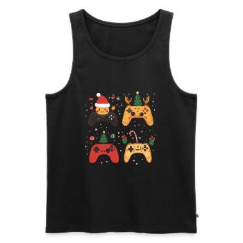 Gaming controller with Christmas decoration - Men's Premium Organic Tank Top - black - Front - Michal (187cm)