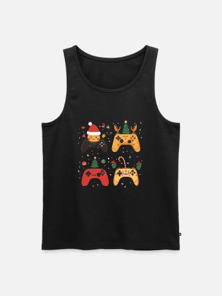 Gaming Controller mit Weihnachtsdekoration - Männer Premium Bio Tank Top - Schwarz