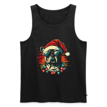 Französische Bulldogge Weihnachten Lichterkette - Männer Premium Bio Tank Top - Schwarz - Vorne - Michal (187cm)