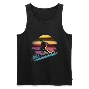 Woman skiing vintage - Men's Premium Organic Tank Top - black - Front - AI Model Male 178 light (178cm)